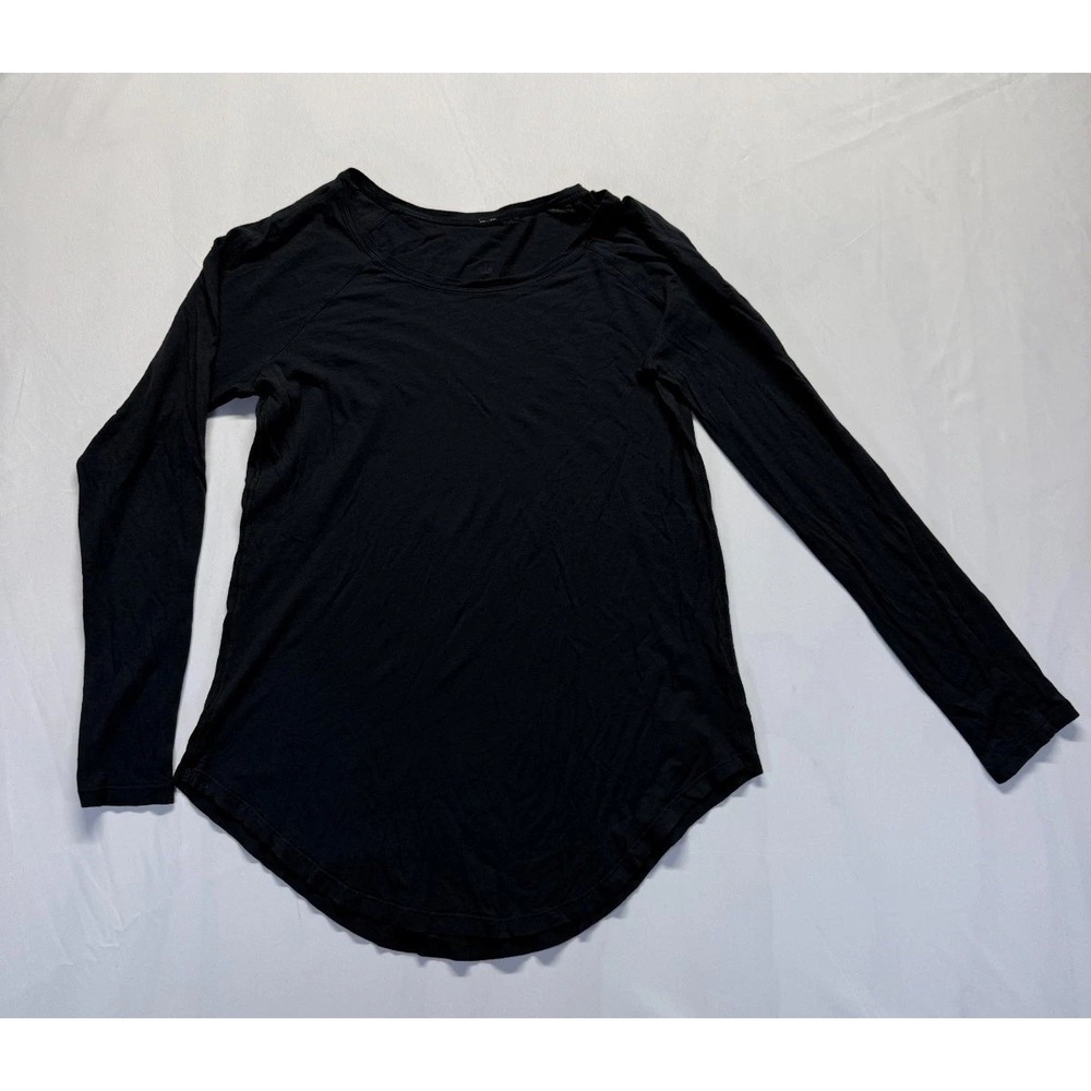 Lululemon Locarno Shirt Womens S‎ Black Loose Fit Raglan Sleeve Curved Hem Yoga